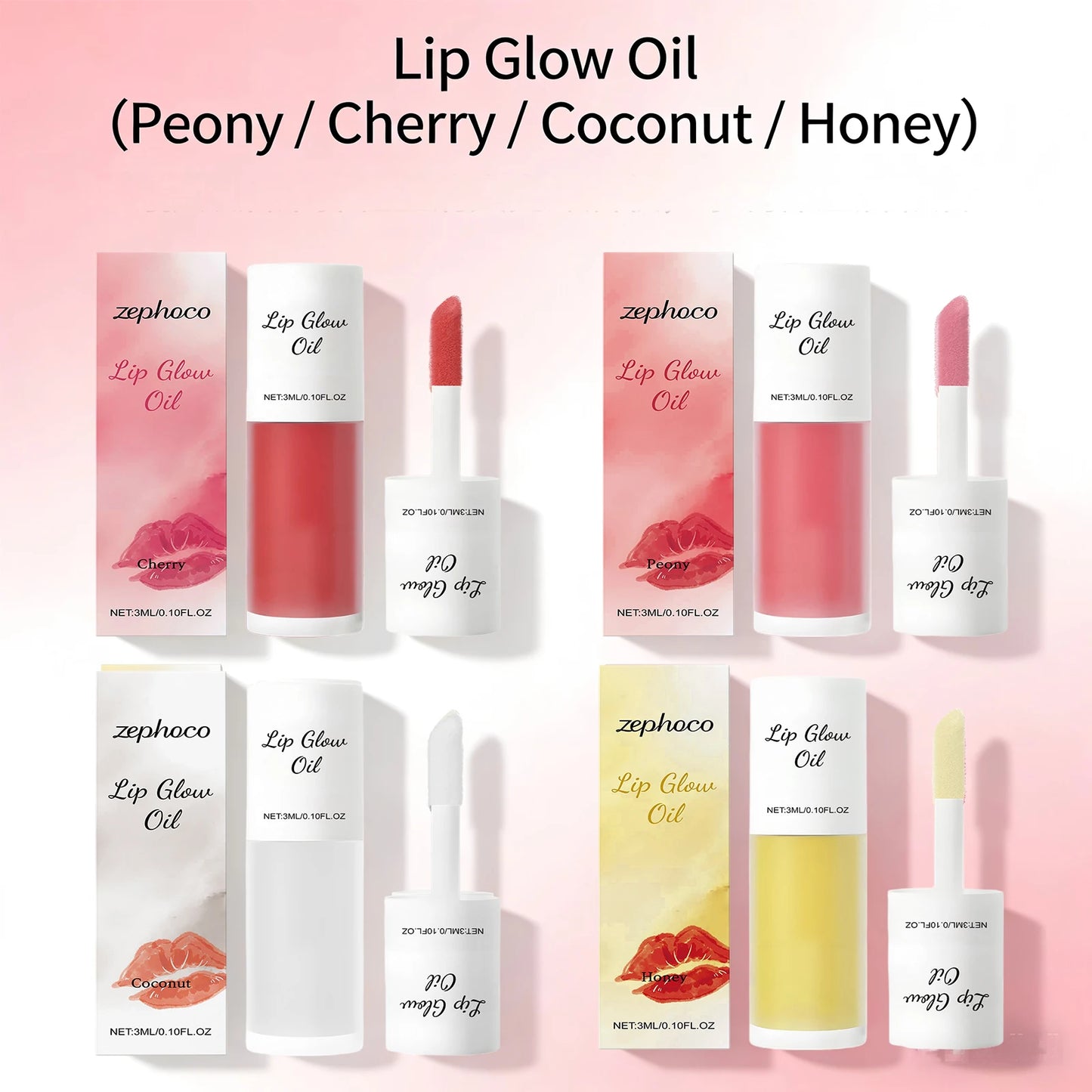 Peony/Cherry/Coconut/Honey Lip Glow Oil Enhancer Lip Gloss Plumping Lip Nourishing Remove Lip Line Brighten Lip Makeup Cosmetics