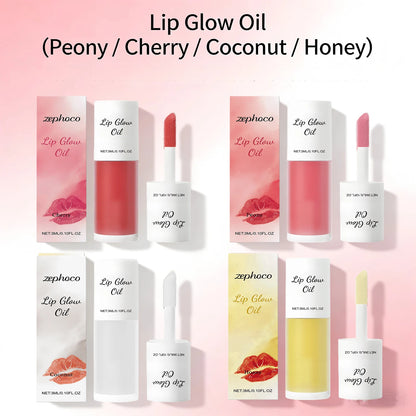 Peony/Cherry/Coconut/Honey Lip Glow Oil Enhancer Lip Gloss Plumping Lip Nourishing Remove Lip Line Brighten Lip Makeup Cosmetics