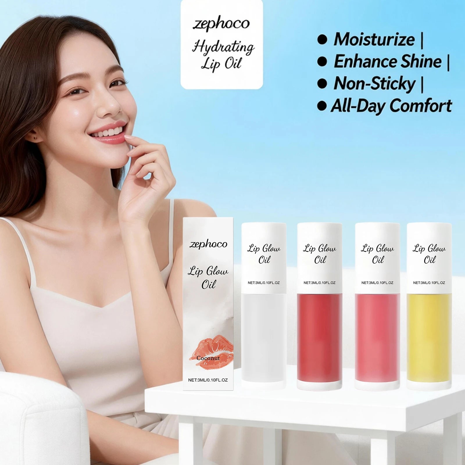 Peony/Cherry/Coconut/Honey Lip Glow Oil Enhancer Lip Gloss Plumping Lip Nourishing Remove Lip Line Brighten Lip Makeup Cosmetics