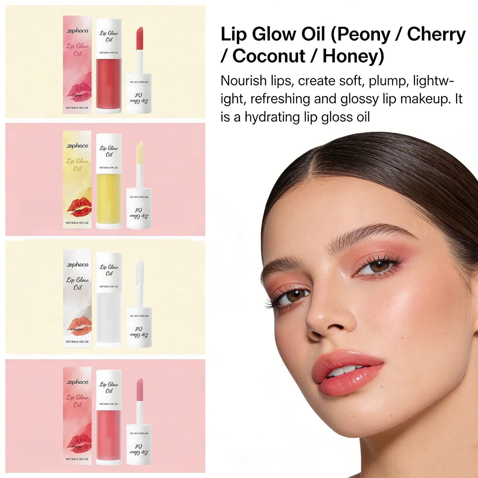 Peony/Cherry/Coconut/Honey Lip Glow Oil Enhancer Lip Gloss Plumping Lip Nourishing Remove Lip Line Brighten Lip Makeup Cosmetics